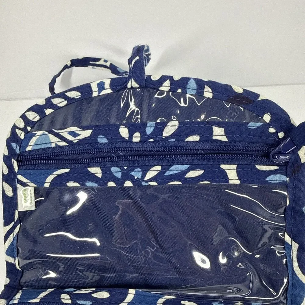 Vera Bradley Blue White Small Jewelry Make Up Case Wallet Petal Splash